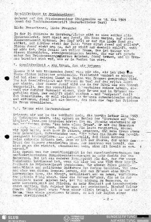 Gewaltfreiheit im Friedensdienst : Referat auf dem Friedensseminar Königwalde am 18. Mai 1985
