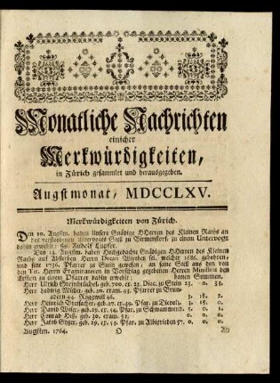 Augustmonat, MDCCLXV