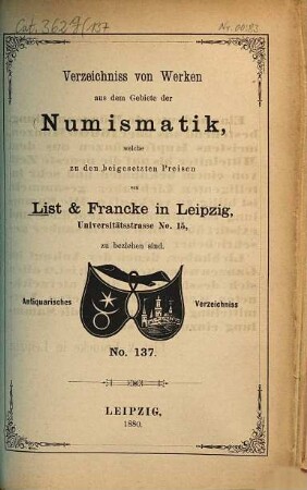 Lager-Verzeichnis. 137. 1880