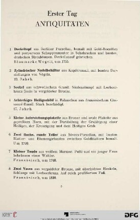 Erster Tag (Nr. 1-133)