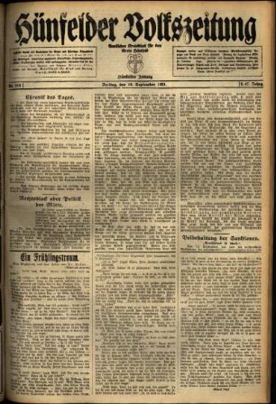Ausgabe vom Freitag, den 16. September 1921.