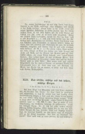 XLII. Das irdische, nichtige und das höhere, wichtige Sorgen.