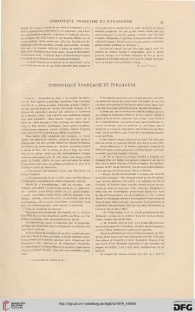 Chronique française et étrangère