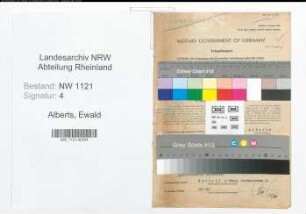 Entnazifizierung Ewald Alberts , geb. 27.09.1889 (Polizist)