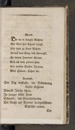 [Die Nacht der Leiden Jesu, ein Text zur Passionsmusik, in den Hamburgischen Kirchen 1799 aufgeführt]