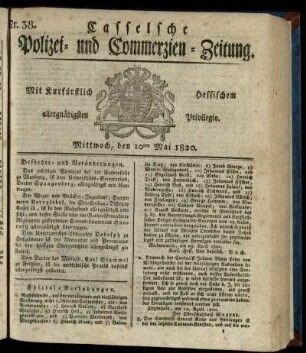 Nr. 38, Mittwoch, den 10ten Mai 1820