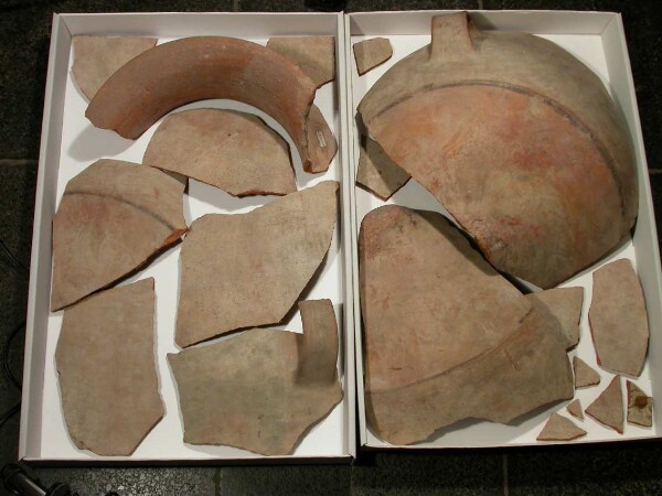 Fragments of a clay vessel