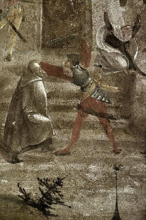 Sarazenenüberfall vor dem Rundtempel des Elias auf dem Berg Karmel