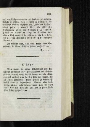 Rüge : [Mannigfaltiges]