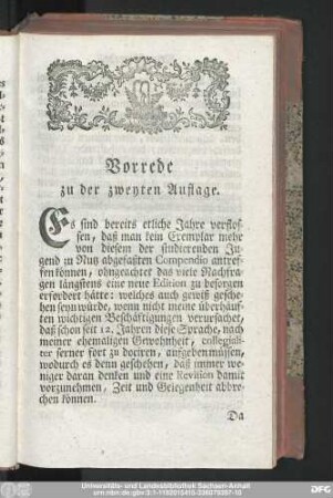 Vorrede zu der zweyten Auflage.