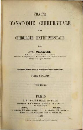 Traité d'anatomie chirurgicale et de chirurgie expérimentale, 2