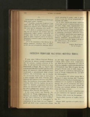 Costruzioni Ferroviarie Nell'Africa Orientale Tedesca.