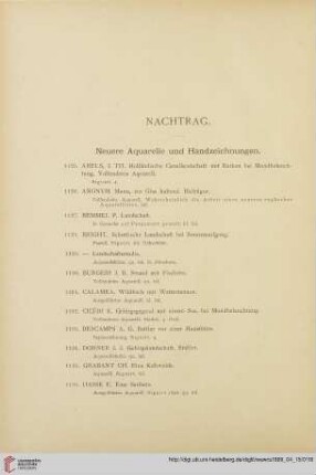 Neuere Aquarelle und Handzeichnungen (Nr. 1125 - 1147)