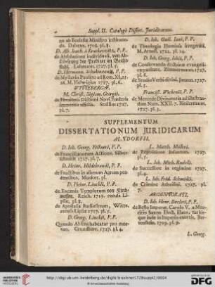 Supplementum dissertationum juridicarum