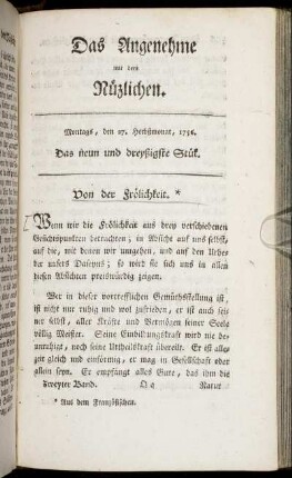 Das neun und dreyßigste Stück. Montags, den 27. Herbstmonat, 1756.
