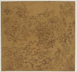 Umrisse zu Faust II. Skizzenblatt mit Figurenstudien