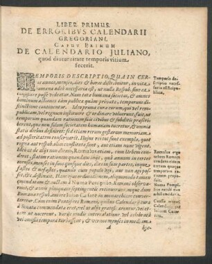 Liber Primus. De Erroribus Calendarii Gregoriani.