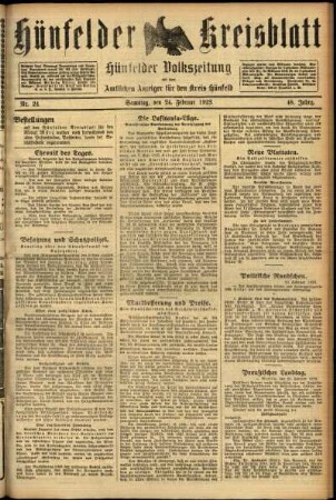 Ausgabe vom Samstag, den 24. Februar 1923.