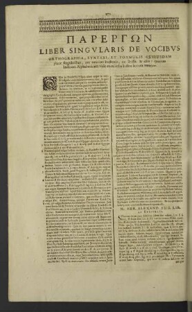 Parerton. Liber Singularis de Vocibus