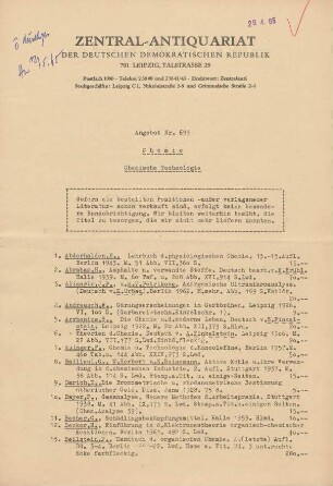 Nr. 699: Chemie Chemische Technologie