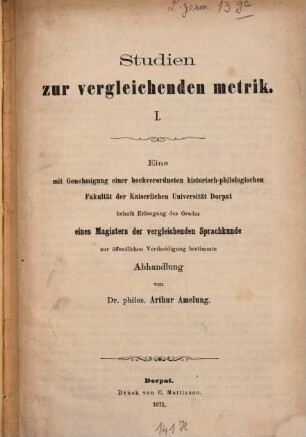 Studien zur vergleichenden Metrik