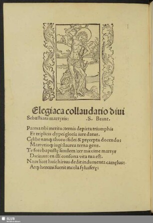 Elegiaca collaudatio diui Sebastiani martyris: