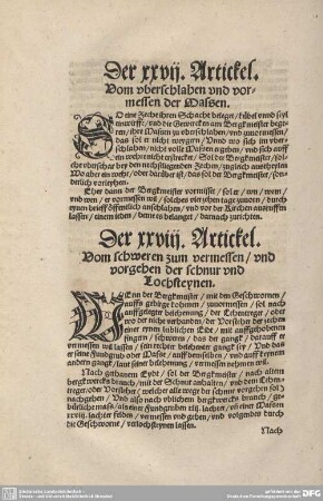 Der XXVII. Artickel. Vom uberchlagen und vormessen der Massen.