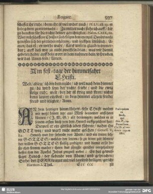 Am fest-tage der himmelfahrt Christi
