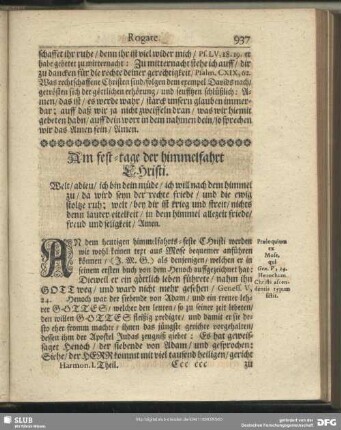 Am fest-tage der himmelfahrt Christi