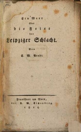 Ein Wort über die Feier der Leipziger Schlacht