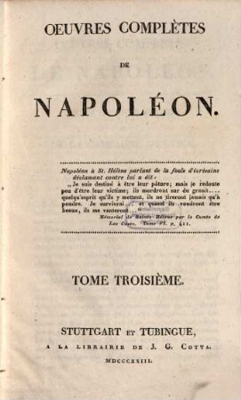 Oeuvres complètes de Napoléon. 3