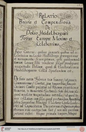 (21-24) Relatio Brevis et Compendiosa De Dolio Heidelbergensi (Großes Fass)