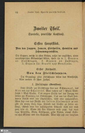 Zweiter Theil. Specielle, practische Kochkunst