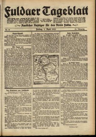 Ausgabe vom Freitag, den 01. April 1921.