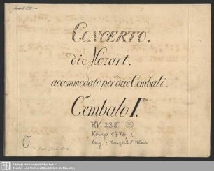 Concertos. Arr - Mus.3972-O-4 : cemb (2); KV 238