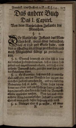 Das I. Capitel. Von dem Natürlichen Zustande des Menschen. - Das IX. Capitel. Von den Eigenschafften des Regiments.