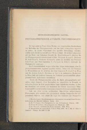 Neunundzwanzigstes Capitel. Photogrammetrische Apparate , Phototheodolite.
