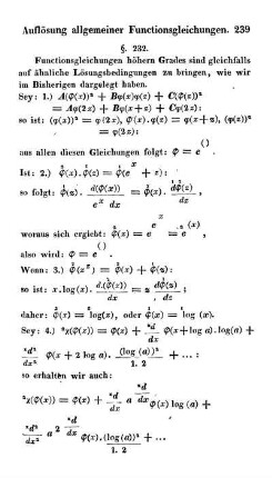 Functionsgleichungen höhern Grades.