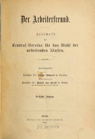 Der Arbeiterfreund : Zeitschrift für die Arbeiterfrage ; Organ des Centralvereins für das Wohl der Arbeitenden Klassen, 30. 1892