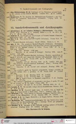 VI. Sakrit-Grammatik und -Lexikographie (Nr. 1557 - 1740)