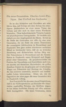 Die neue Generation. Charles-Louis Philippe. Der Einfluß des Auslandes