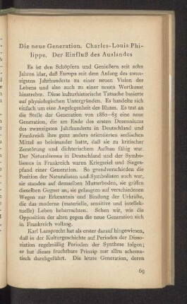 Die neue Generation. Charles-Louis Philippe. Der Einfluß des Auslandes