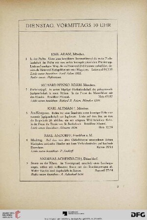 Dienstag, vormittags (Nr. 1-135)