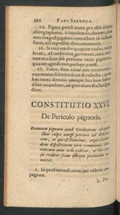 Constitutio XXVI. De Periculo pignoris