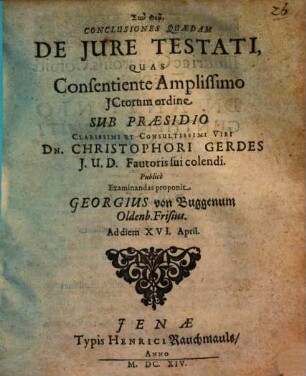 Conclusiones Quaedam De Iure Testati