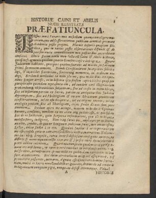 Historiae Caini Et Abelis Notis Illustratae Praefatiuncula