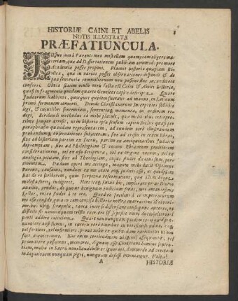 Historiae Caini Et Abelis Notis Illustratae Praefatiuncula