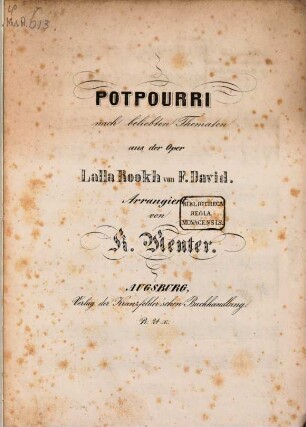 Potpourri nach beliebtesten Thematen aus der Oper Lalla Rook von David