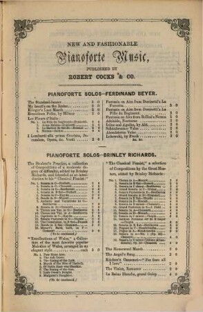 Classical & Standard Musical Works published by Rob. Cocks Music Publishers