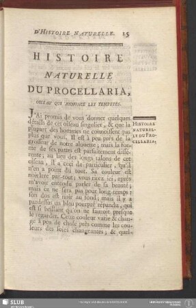 Histoire Naturelle Du Procellaria, Oiseau Qui Annonce Les Tempetes
